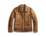 1920s Newboy Vintage Style Distressed Tan Leather Jacket