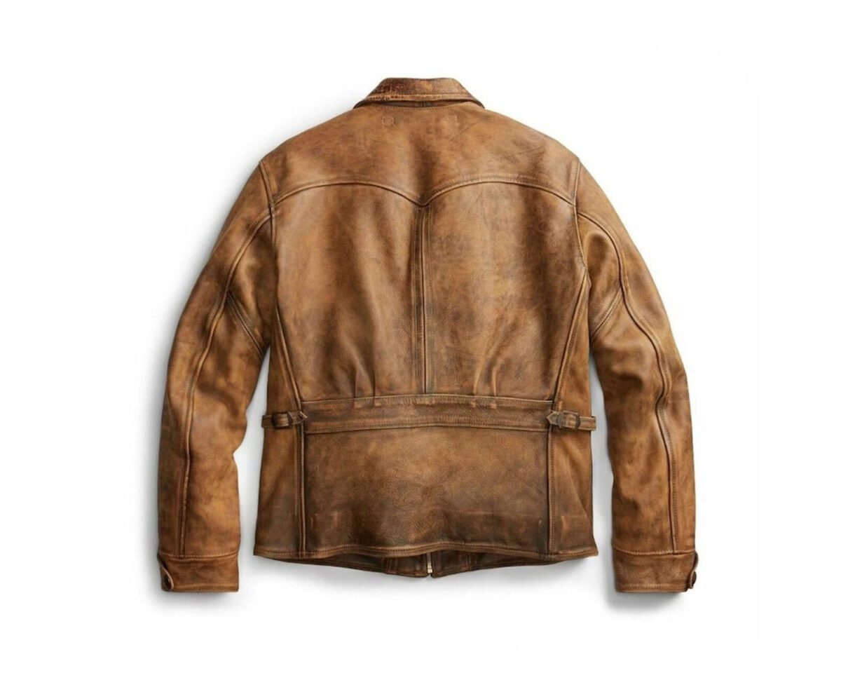 1920s newboy vintage style distressed tan leather jacket