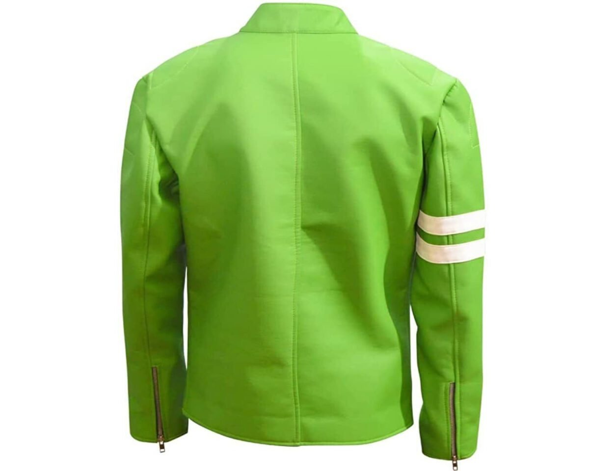 Ben 10 alien swarm ben tennyson ryan kelley cosplay biker parrot green leather jacket for men women 3 scaled