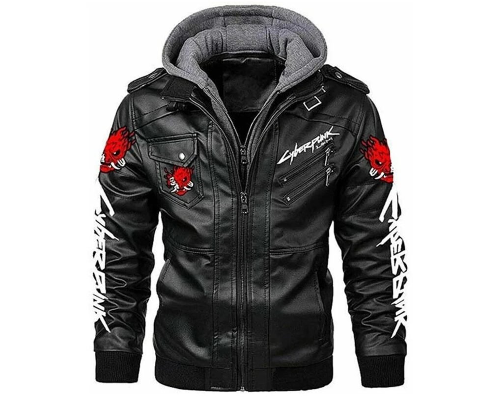 Cyberpunk 2077 Jacket - Samurai Hooded Bomber Leather Jacket