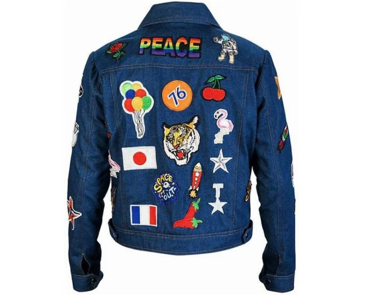 Elton john rocketman taron egerton party blue star jeans patched denim fabric jacket for men women 4 scaled