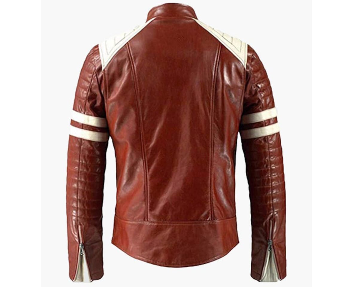 Handmade brad pitt fight club tyler durden mayhem red leather jacket 3 scaled