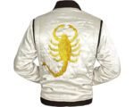 Drive Jacket - Ryan Gosling Scorpion White Satin Drive Jacket