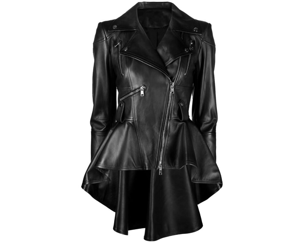 Women's Asymmetrical Black Peplum Jacket