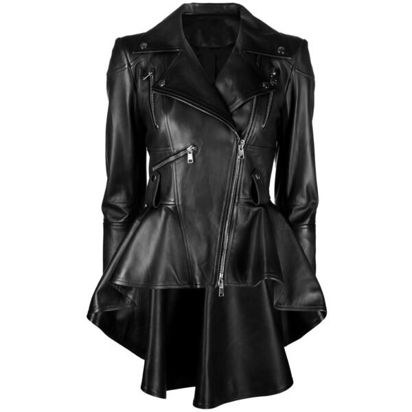 Women's Asymmetrical Black Peplum Jacket