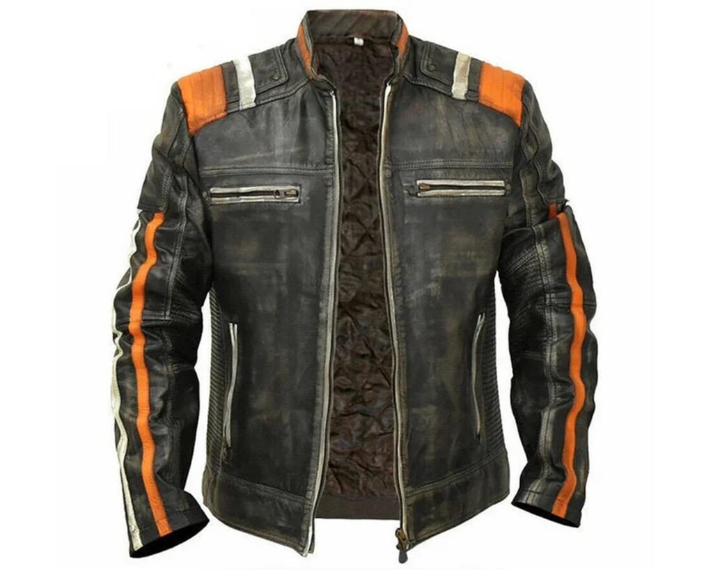 Retro 3 Café Racer Vintage Motorcycle Leather Jacket