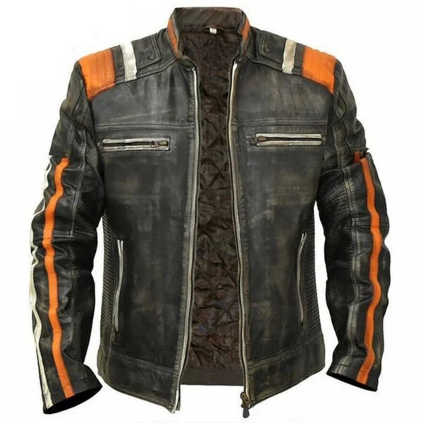 Retro 3 Café Racer Vintage Motorcycle Leather Jacket