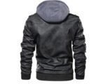 Men’s Vintage Removeable Hood Motorcycle Distressed Leather Jacket