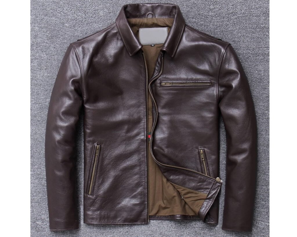 Men's Vintage Style Café Racer Motorcycle Brown Biker Leather Jacket