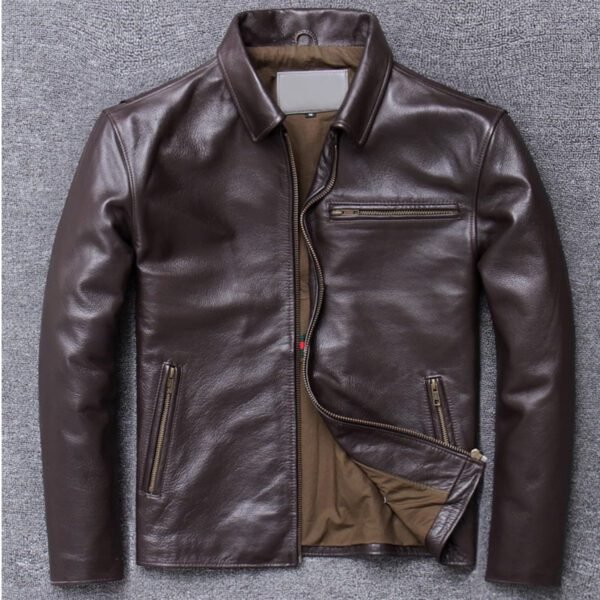 Men's Vintage Style Café Racer Motorcycle Brown Biker Leather Jacket