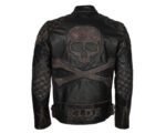 Skull Ride Embossed Motorcycle Skeleton Leather Jacket