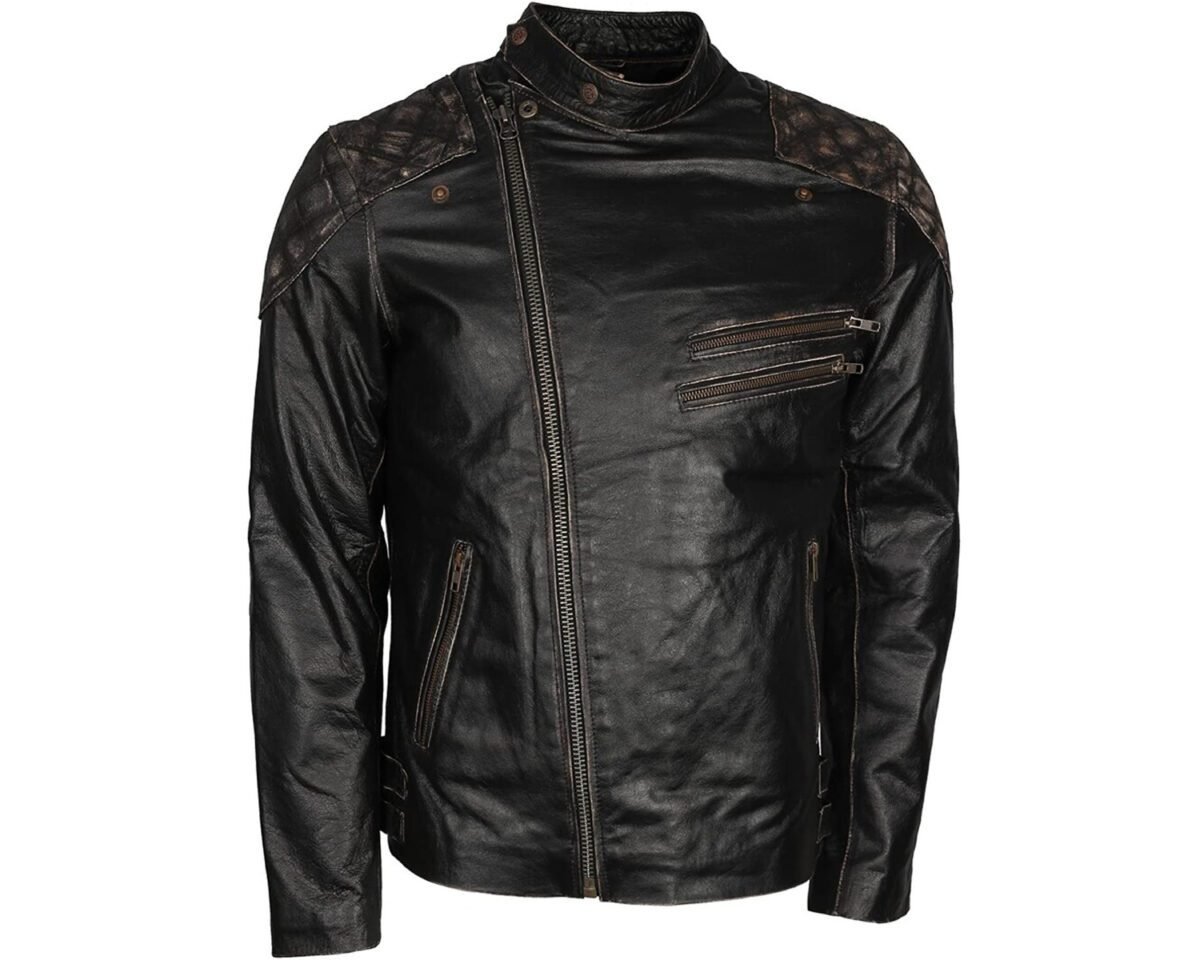 Skull ride embossed motorcycle skeleton leather jacket