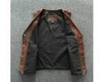 Men’s Vintage Café Racer Motorcycle Distressed Tan Brown Leather Vest