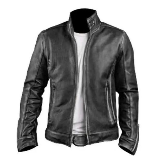 Men’s Cafe Racer Stylish Distressed Black Biker Vintage Leather Jacket