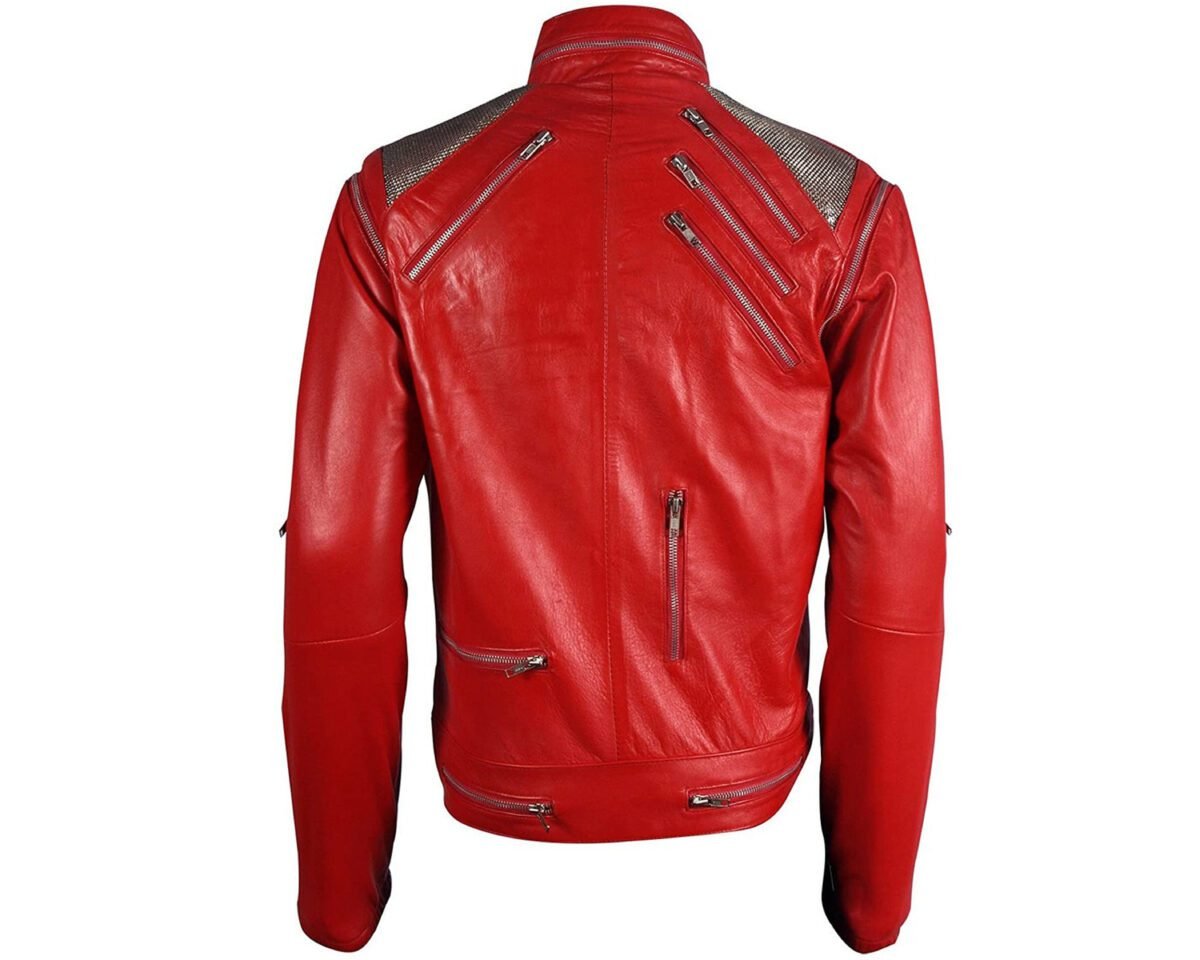 Michael jackson beat it mj beat it biker red leather jacket for men women 3 scaled