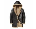 B3 Shearling Jacket - Winter Leather Long Hooded Coat