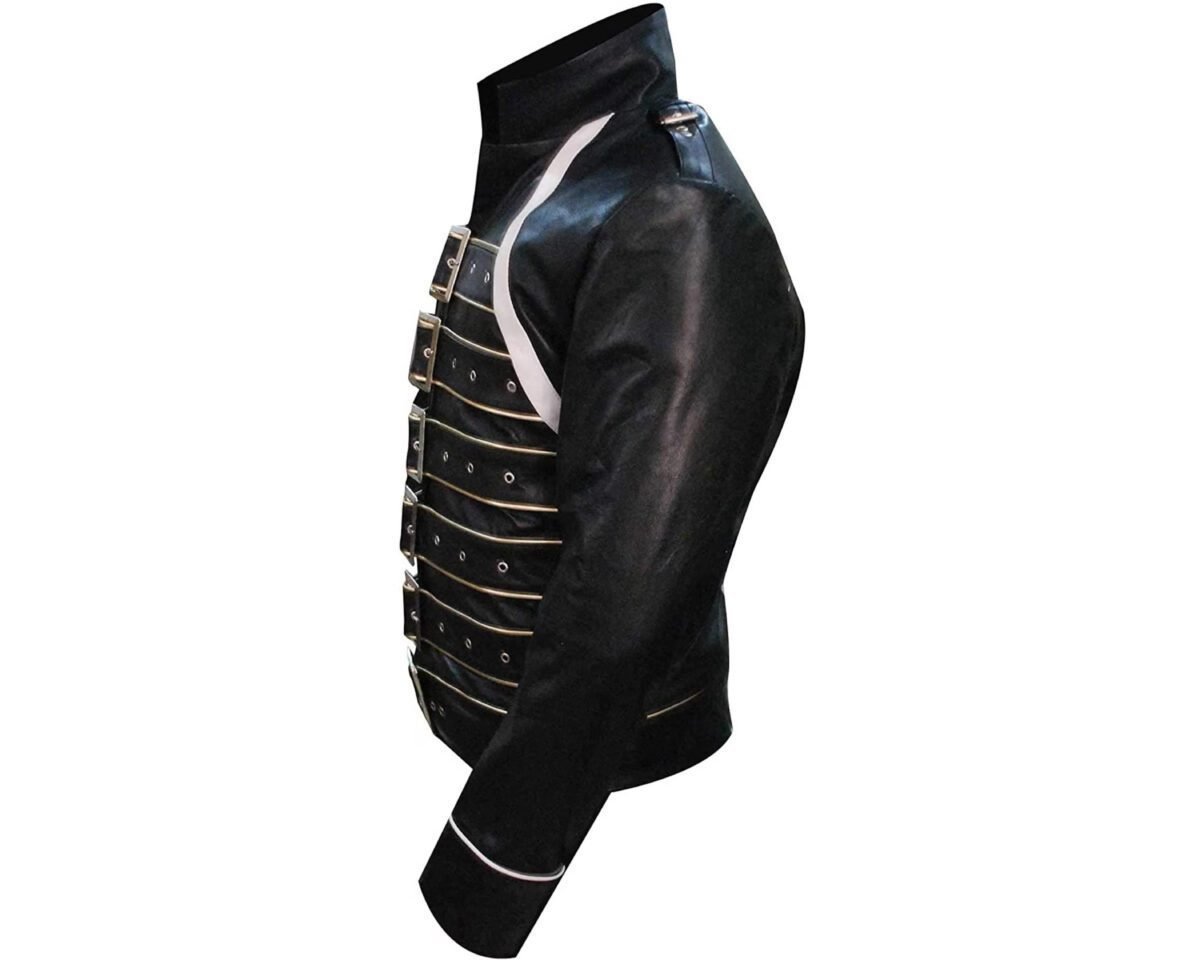 Wembley queen concert freddie mercury belted motorcycle biker black real leather jacket for men 3 scaled