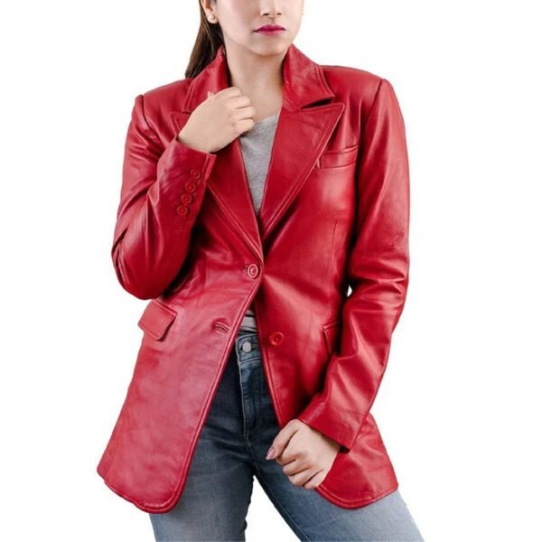 Women's Slim Fit Red Leather Jacket