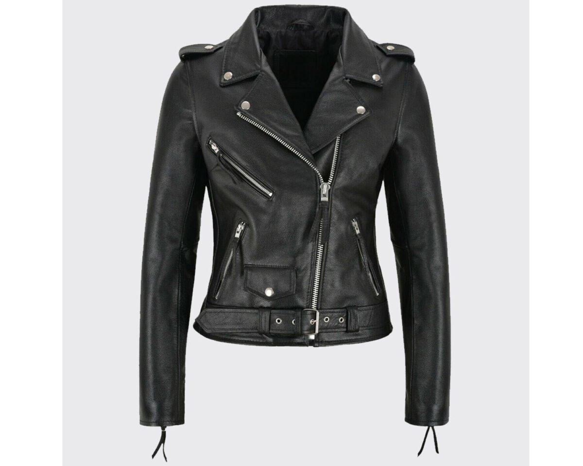 Women’s brando classic slim-fit biker leather jacket