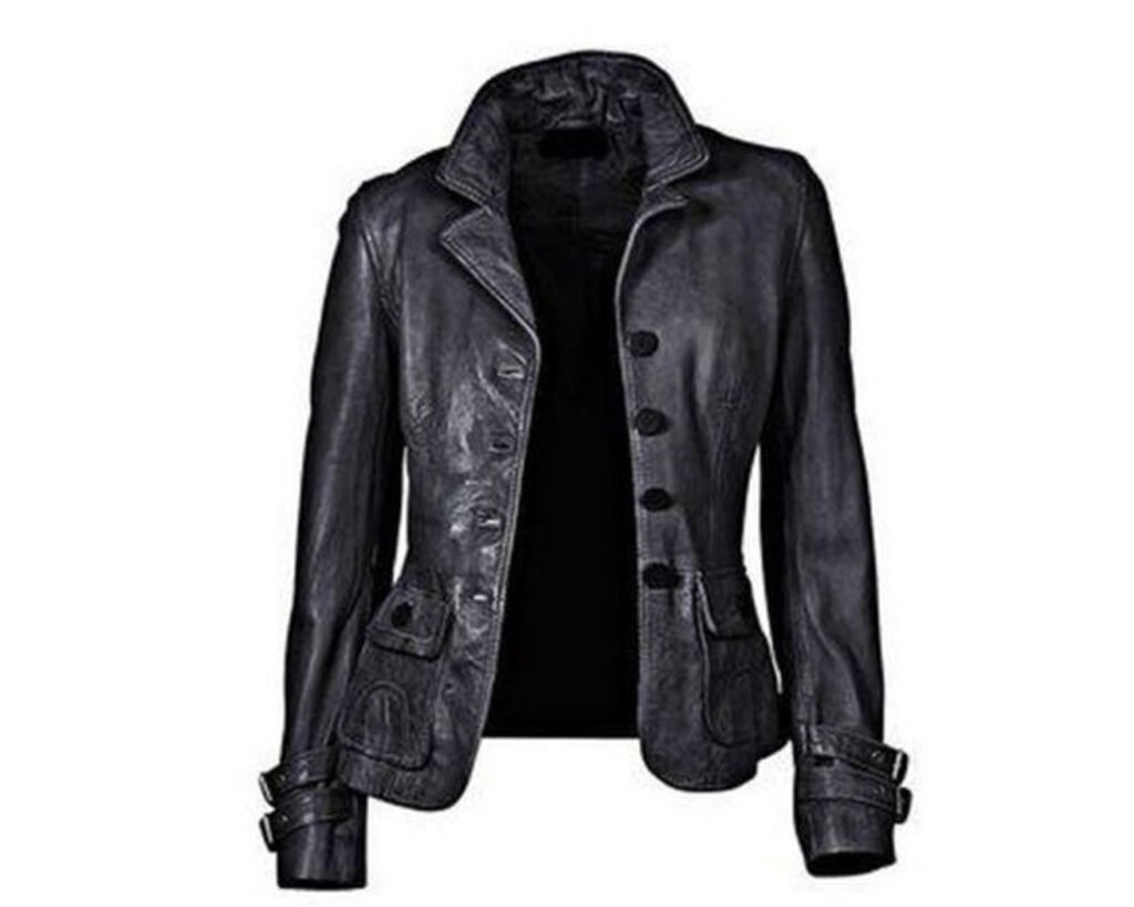 Women's Real Lambskin Slim Fit Café Racer Motorcycle Leather Jacket - Coat