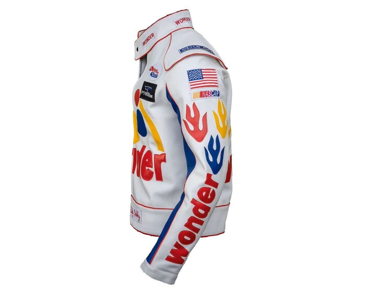 Wonder bread the ballad of ricky bobby talladega nights motorcycle racing white leather jacket for men women 3 scaled