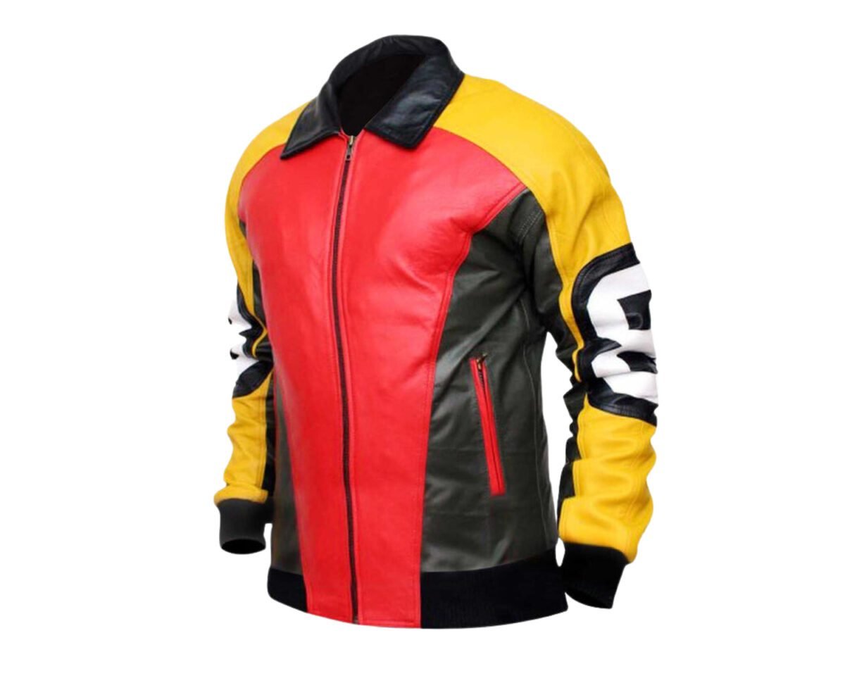 8 ball seinfeld puddy patrick warburton bomber varsity letterman multi color leather jacket 03 scaled