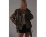 90’s Women’s Vintage Oversize Bomber Brown Leather Jacket