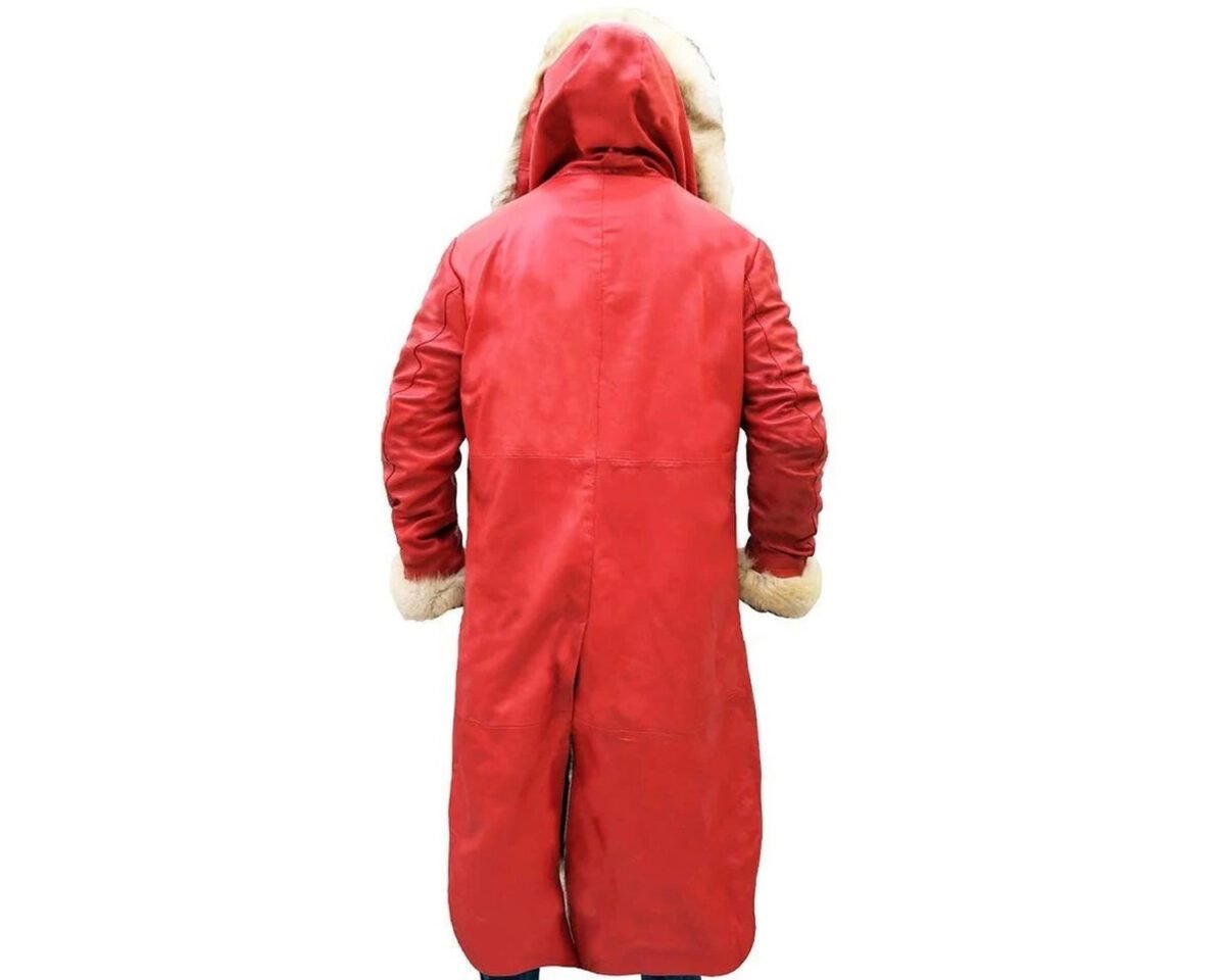 Handmade christmas chronicles santa claus faux fur shearling winter red leather long trench coat 3 scaled