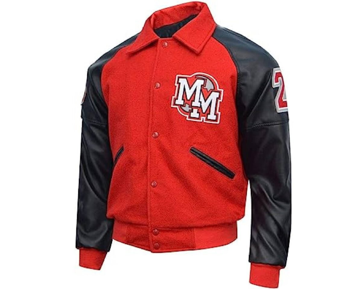 Handmade mj mickey mouse bomber red varsity jacket 4 scaled