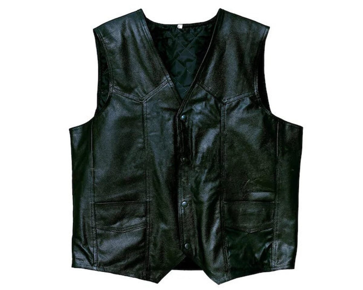 Handmade mens california hells angels biker fashion genuine black leather vest 2 scaled