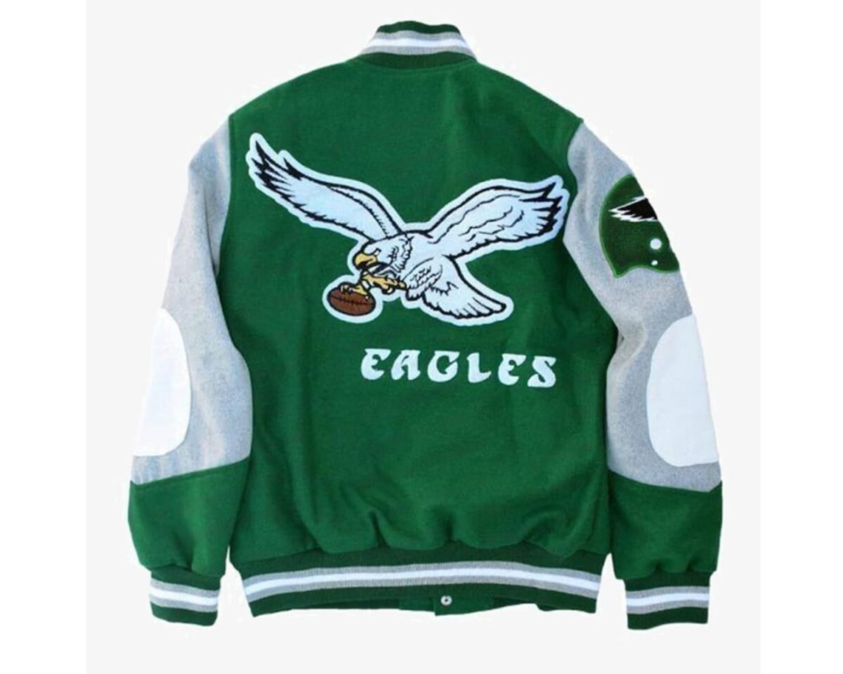 Handmade princess diana philadelphia eagles green letterman varsity jacket 4 scaled