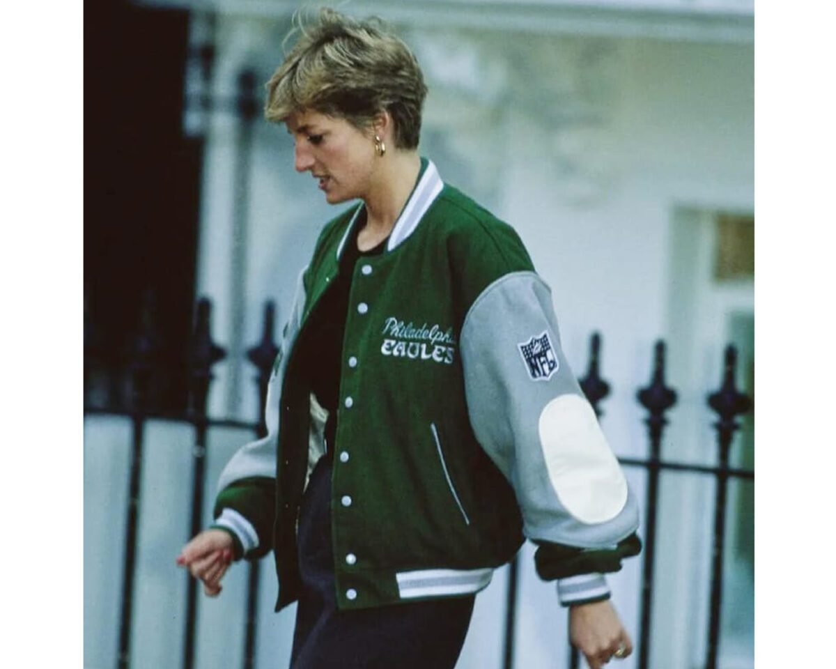 Handmade princess diana philadelphia eagles green letterman varsity jacket 6 scaled