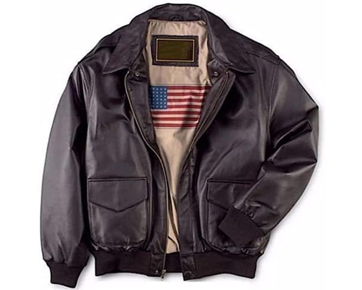 A2 aviator air force pilot flight bomber leather jacket