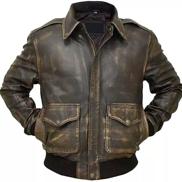 A2 Aviator Distressed Bomber Air Force Leather Jacket