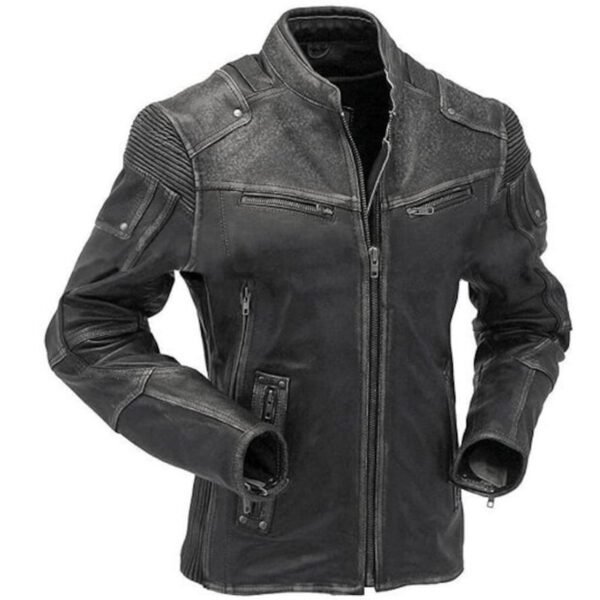 Men’s Vintage Motorcycle Rider Distressed Leather Jacket