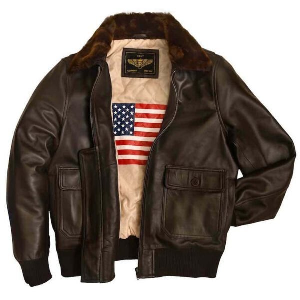 G1 Military Brown Cowhide Pilot Bomber Jacket