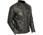 Men's Retro Vintage Style Biker Distressed Leather Jacket