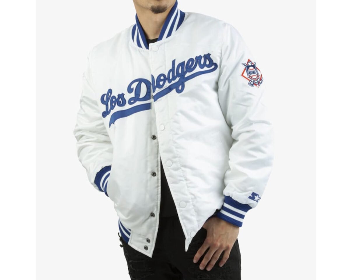 Los angeles dodgers white varsity jacket