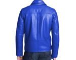 Men’s Motorcycle Biker Stylish Trucker Blue Leather Jacket