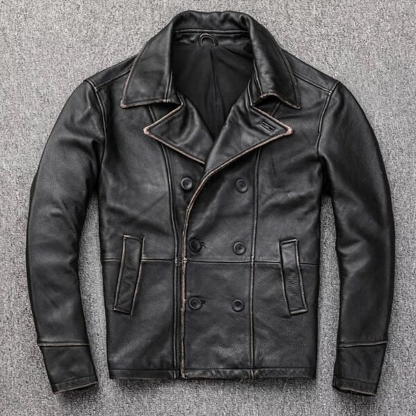 Men’s Vintage Biker Style Antique Black Leather Jacket