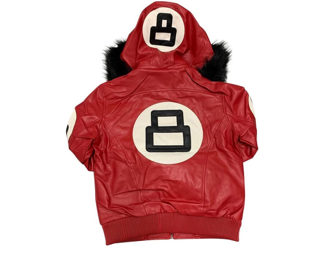 Robert Phillipe 8 Ball Red Bomber Leather Jacket