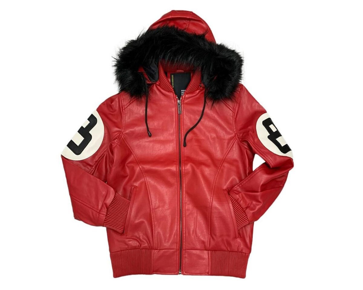 Robert phillipe 8 ball red bomber leather jacket