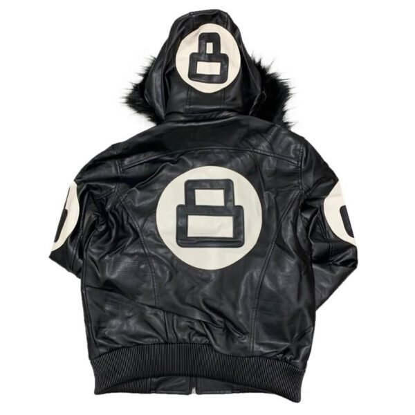 Robert Phillipe 8 Ball Black Bomber Leather Jacket