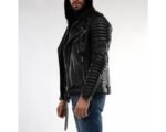 Men’s Motorcycle Slim Fit Quilted Hooded Leather Jacket