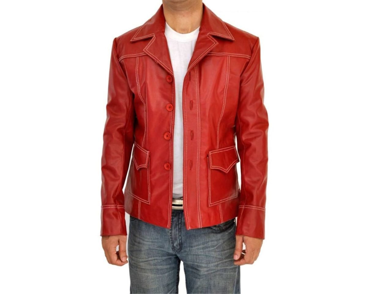 Fight club brad pitt tyler durden leather jacket