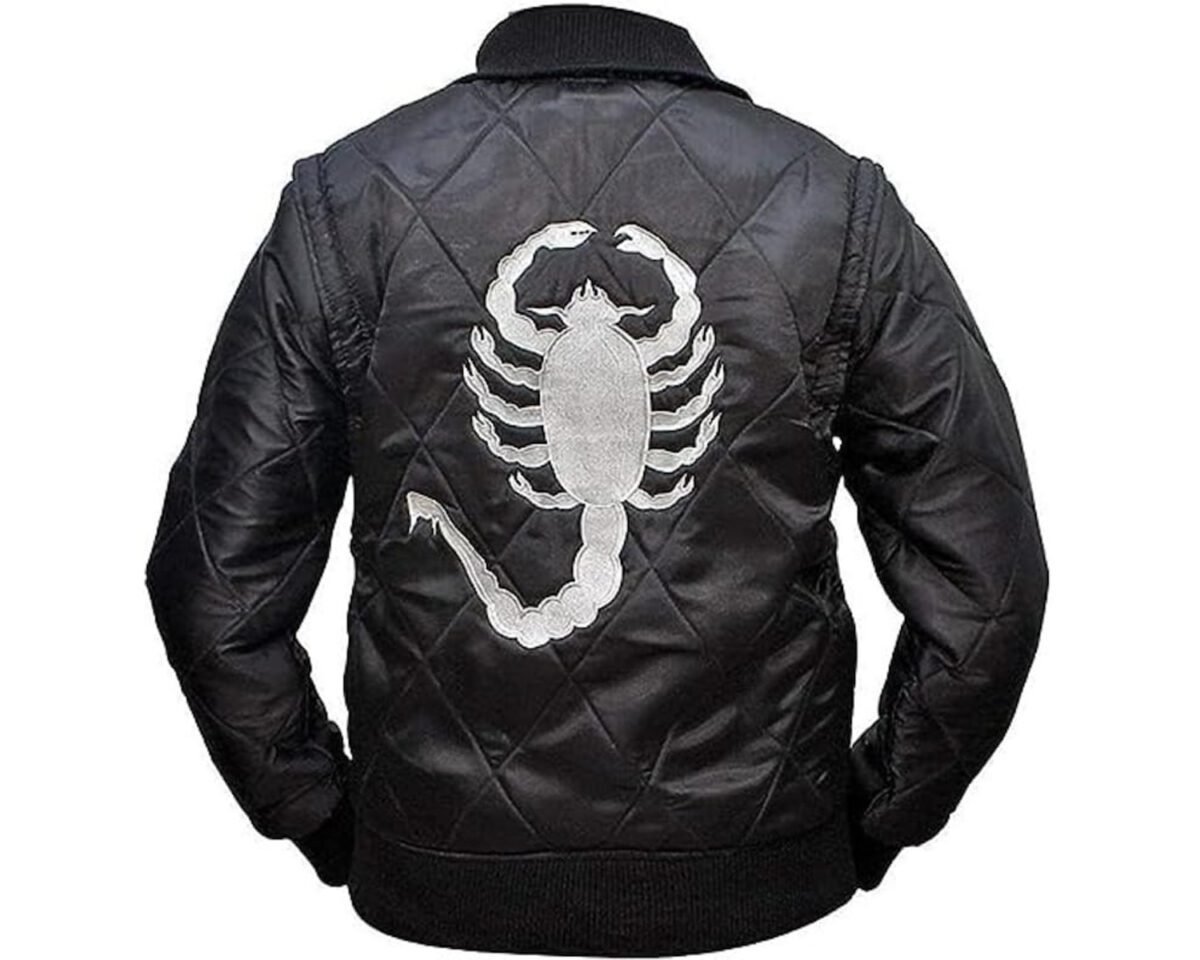 Reversible black white ryan gosling drive scorpion stylish lightweight casual bomber satin retro style varsity sports biker drive jacket 4 scaled