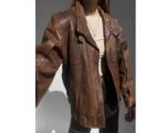 Women Oversize Casual Wear Brown Bomber Leather Jacket