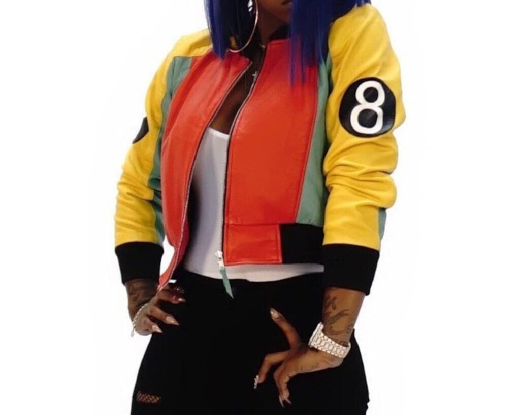 Women 8 Ball Pool Bomber Leather Jacket