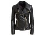 Women’s Motorcycle Classic Slim Fit Golden Zipper Leather jacket