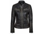 Women's Motorcycle Vintage Style Slim Fit Distressed Leather Jacket